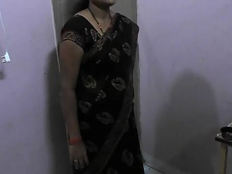 Husband Filming His Indian Wife While She is changing saree